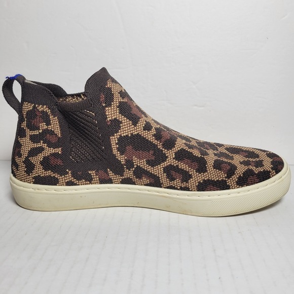 Rothy's Chelsea High Top Sneakers Wildcat Print Size 8 Animal Leopard Slip On - Picture 4 of 8